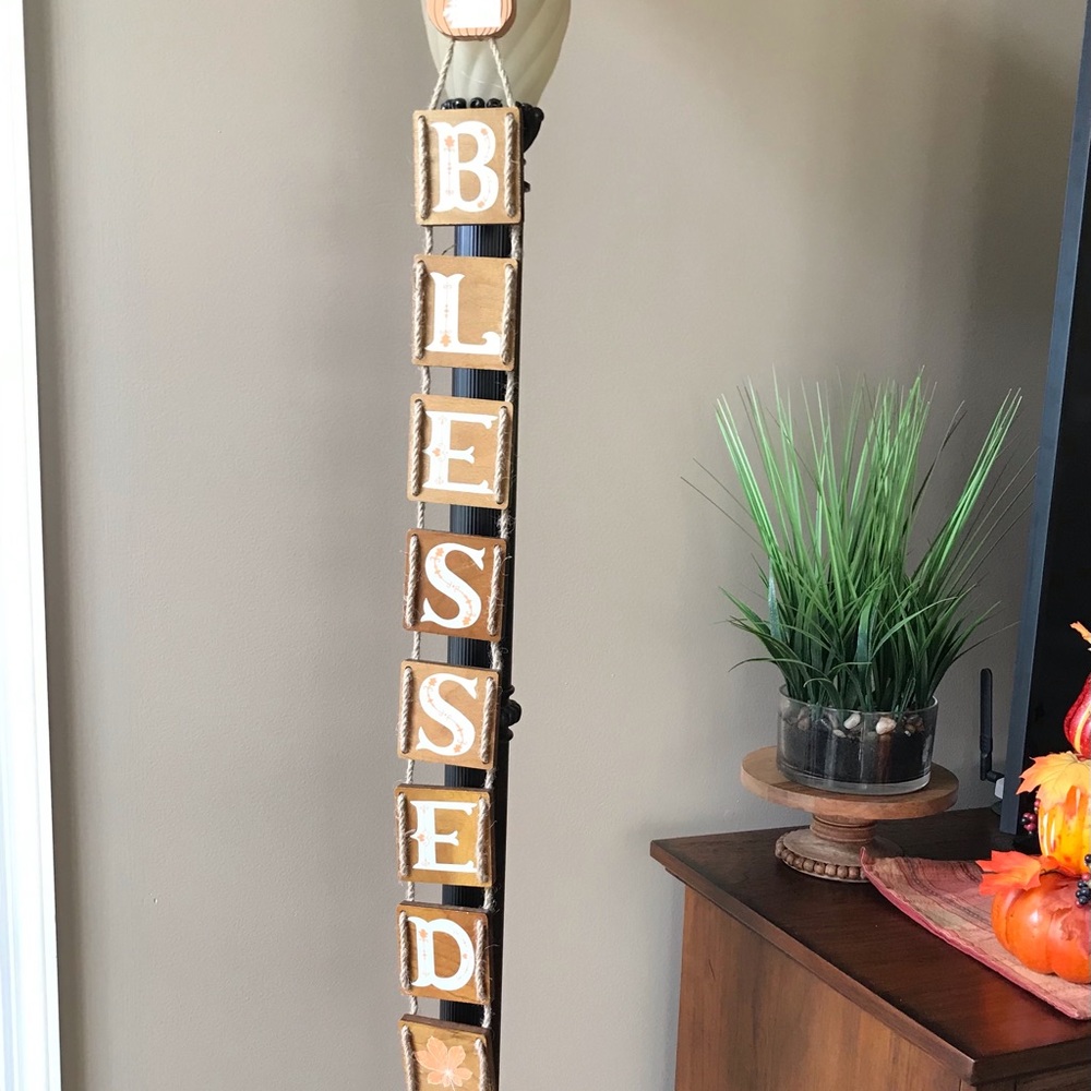 Fall sign Wooden decor Thankful Blessed reversible